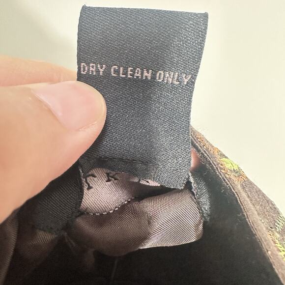 Silk Land Silk Pearl Button Jacket Women Size LG Brown with Green Embroidery - Picture 9 of 11